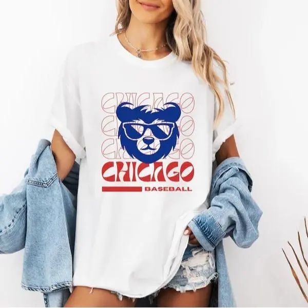 [Sale Up To 50%] Chicago Baseball Bear Mascot Shirt, Vintage Chicago Northside Baseball Tee, Retro Baseball Game Day T-Shirt, Cubs Baseball Fan Streetwear