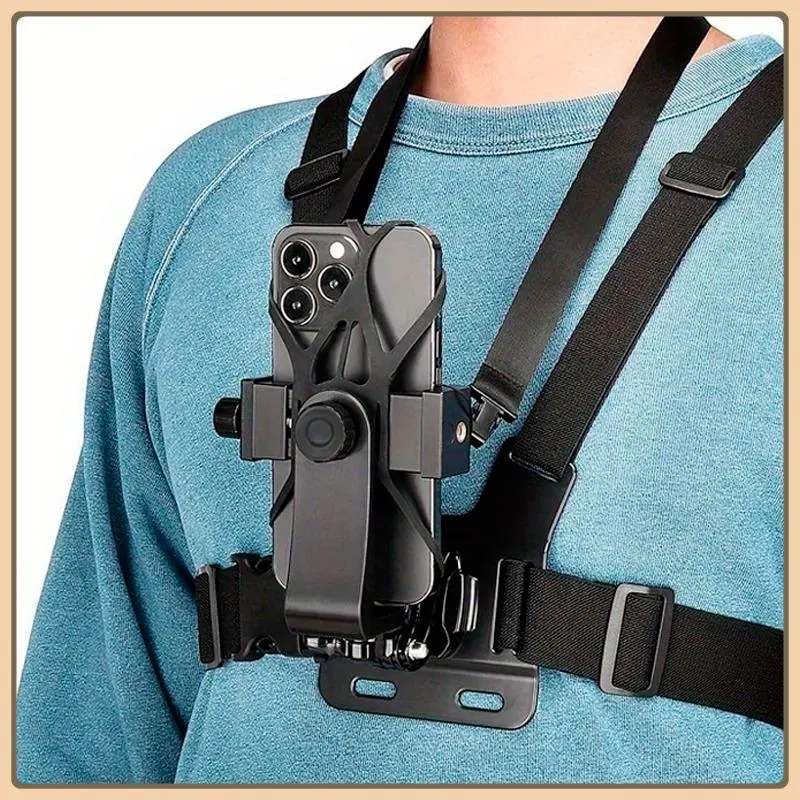 1 Adjustable Chest-mounted Phone Mount, Cell Phone Mounts, Compatible with iPhone, Samsung, GoPro, Insta360, and DJI Action Cameras, Ideal for POV/Vlog Recording Whilst Cycling, Kayaking, Fishing, or Skateboarding, Cell Phone Holder