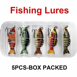 5PCS-Box packed 6-Segment Multi-Jointed Swimbaits Fishing Lures for Bass Trout Perch Slow Sinking Lifelike Fishing Lure Kit Freshwater Saltwater