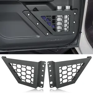 【Yzona】Front Door Storage Pockets Box Compatible with Ford Bronco 2021 2022 2023 2024 2025, Cup Holder Door Side Organizer Molle Panels Expansion Interior Accessories (2/4 Doors, Black, 2 PCS)