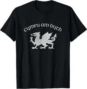 100% Cotton Wales, Red Welsh Dragon, Cymru Am Byth tshirt - Welsh Pride T-Shirt