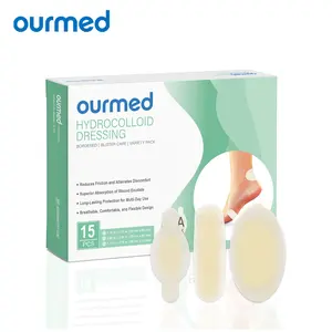 Ourmed Hydrocolloid Gel Bandges Variety Sizes, 15 Count, Adhesive Waterproof Blister Pads for Toe, Foot, Joints, Wound Care Recovery
