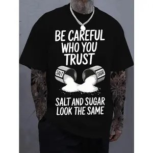 men's size casual 100  T-shirt 180g short-sleeved withTrust Caution Tee Breathable and Comfortable top All seasons are suitable for machine wash festivals the perfect deliver gift for friends