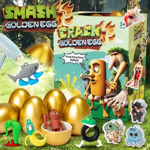 Shan Hai Jing Eggsmashing Golden Egg, Tungtung Sahur Wooden Stick Figure, Surprise Blind Box Toy, Easter Egg Smashing Gift, Blind Bag
