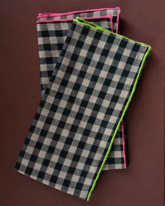 100% COTTON BLACK AND BROWN GINGHAM NAPKINS (SET OF 4)