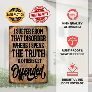 Vintage "I Suffer From Honesty" Sign, Waterproof Wall Art, Wall Decor for Home Bar Cafe, Retro Poster Gift