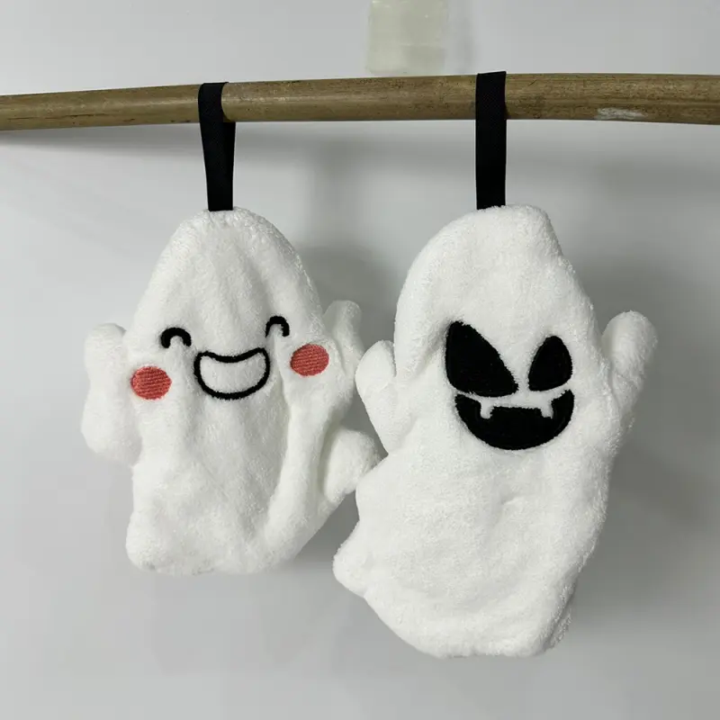 1pcs Halloween Ghost Hand Towel - Cute & Creative Design, Soft Lightweight Coral Fleece, Absorbent, Ideal Gift for Home & Kitchen
