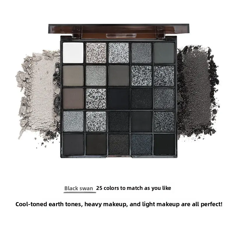 K'APEINE Capel Black Swan Twenty-Five Eyeshadow Palette Dark Series Pearlescent Glitter Shimmer Smoky Makeup Chocolate Eyeshadow Palette - Cosmetic