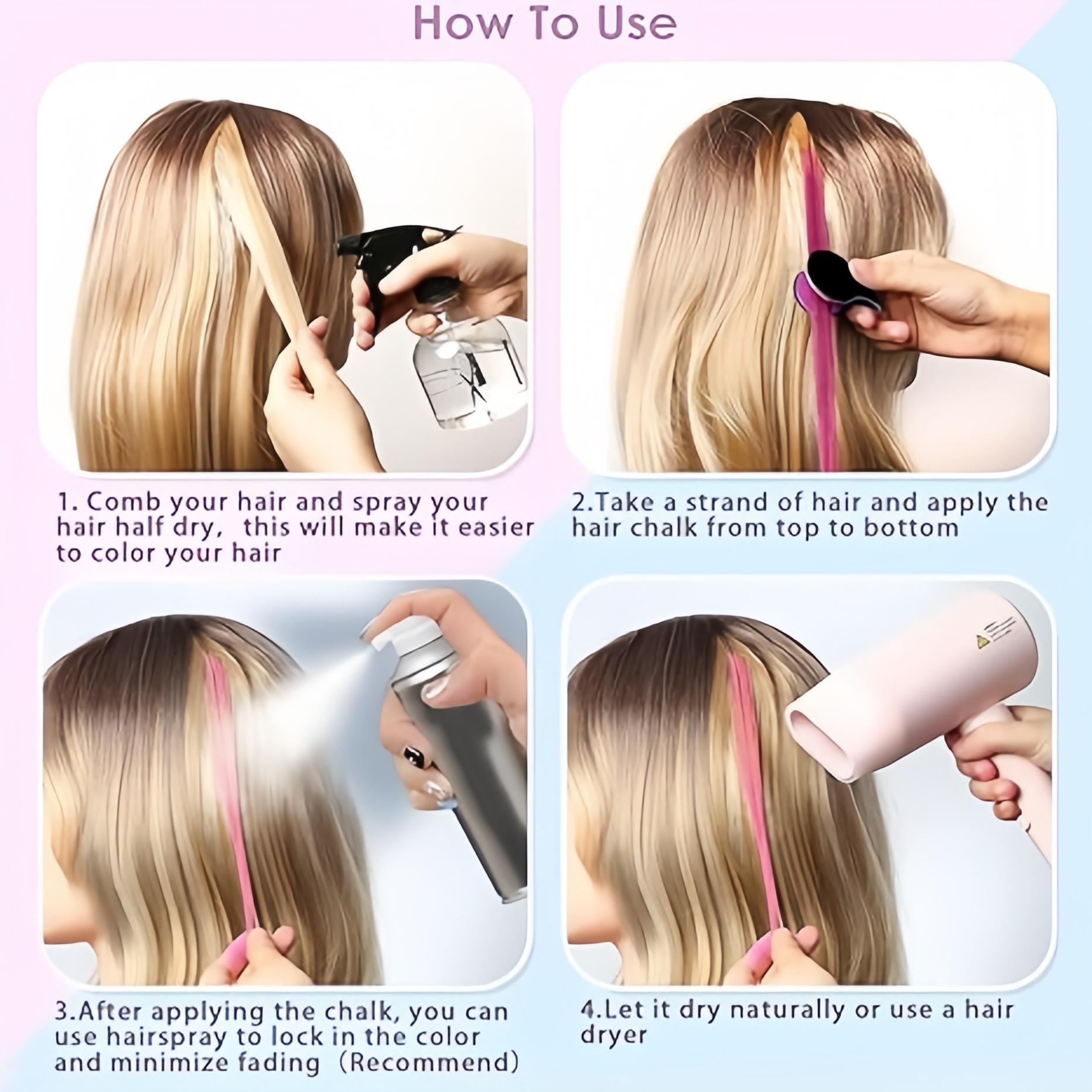 Washable Temporary Hair Chalk Set - Portable, Non-toxic Hair Color Powder for Sports Events, Festivals, Cosplay campingessentials