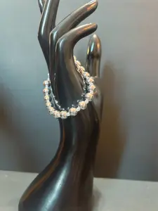 Silver Kris Bead Bracelet with Mini Pearl Accent Beads