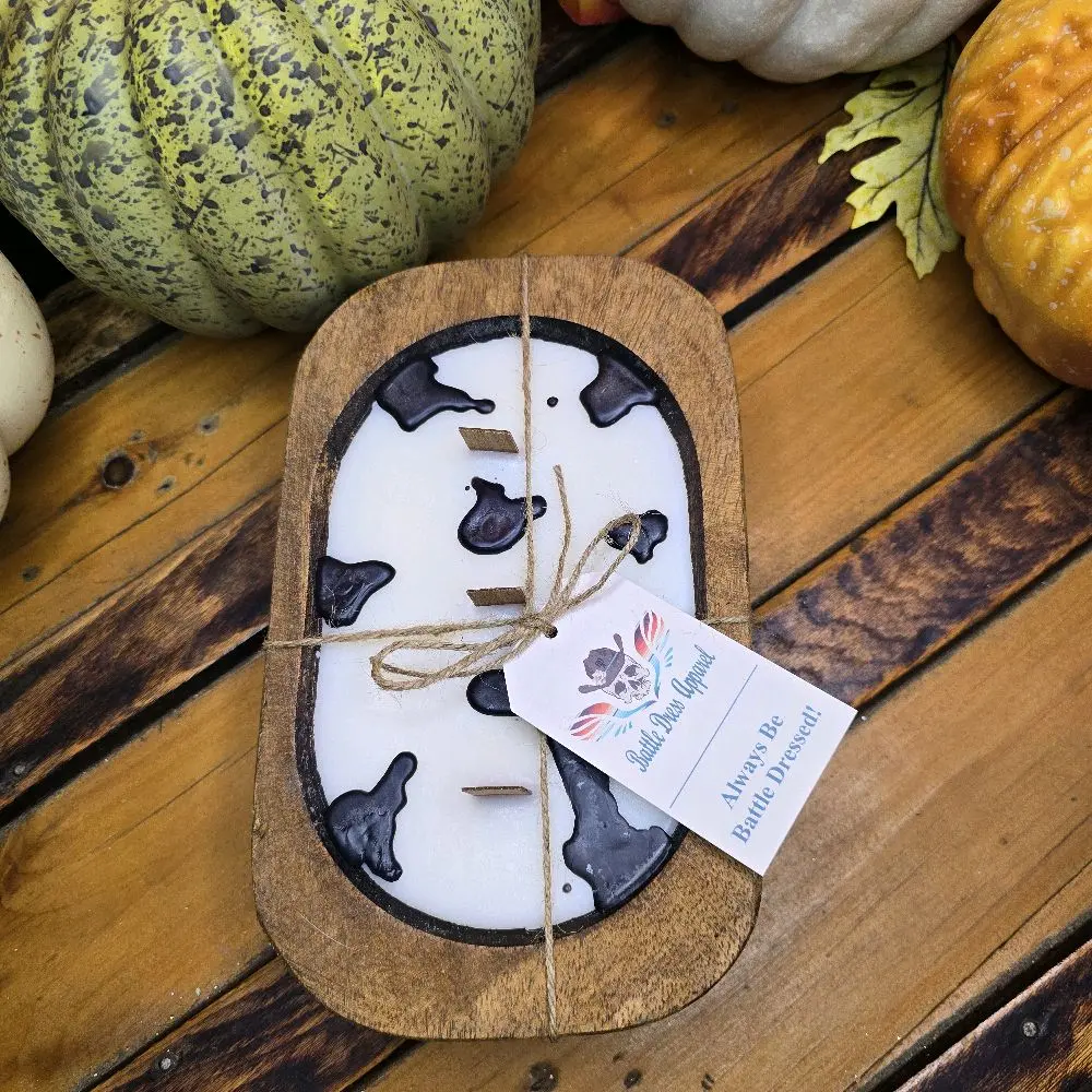 Cow Print Dough Bowl Candle