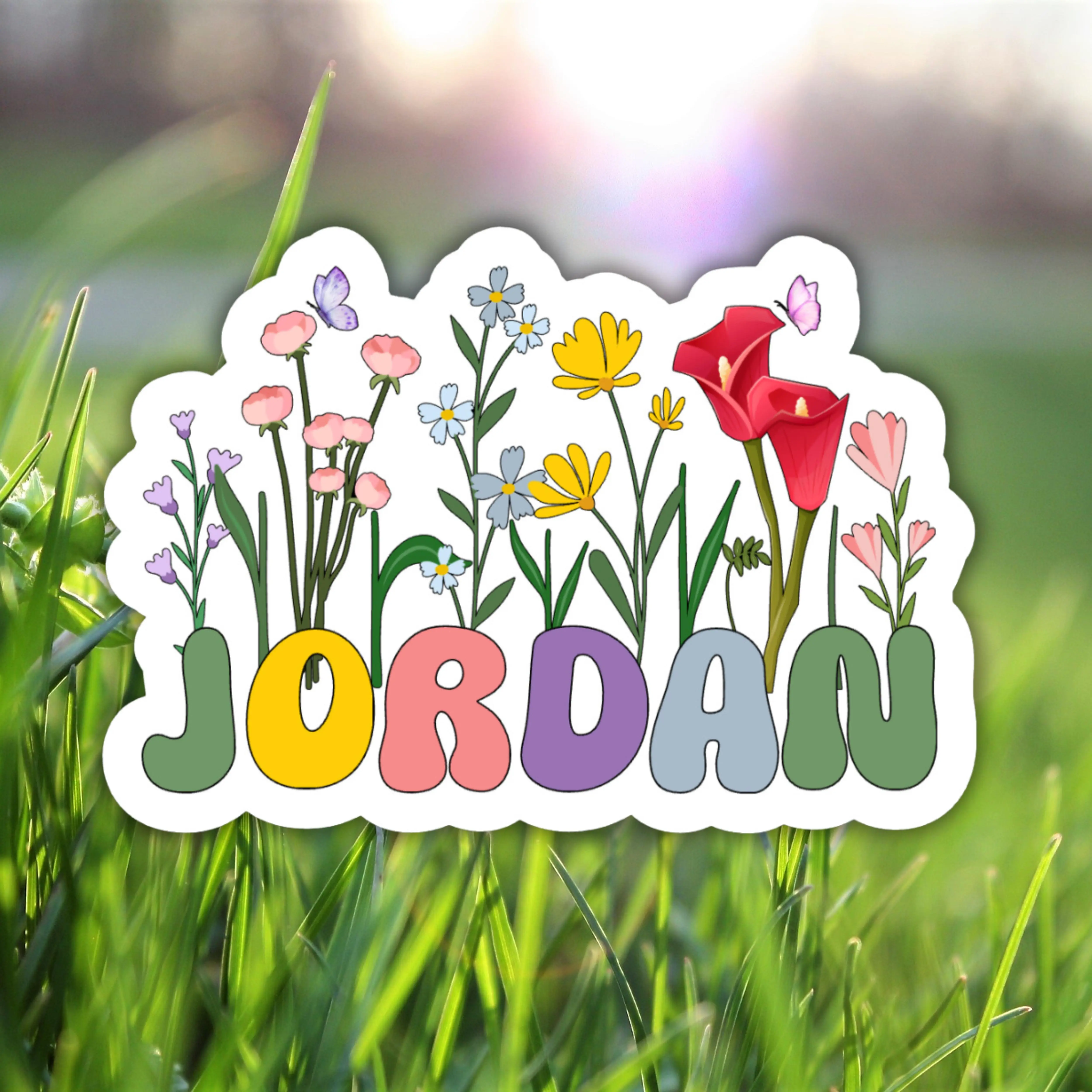 Retro Floral Personalized Name Stickers - Customizable Aesthetic Flower Stickers for Notebooks & Water Bottles