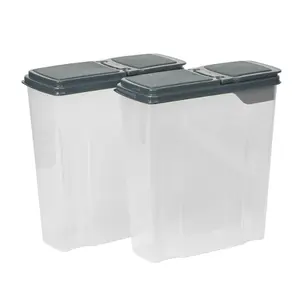 2-Pack Cereal Keeper with 24 Cup Plastic Container and Dark Gray Lid - Home Organizer - Organiser, Boxes Kitchen Set