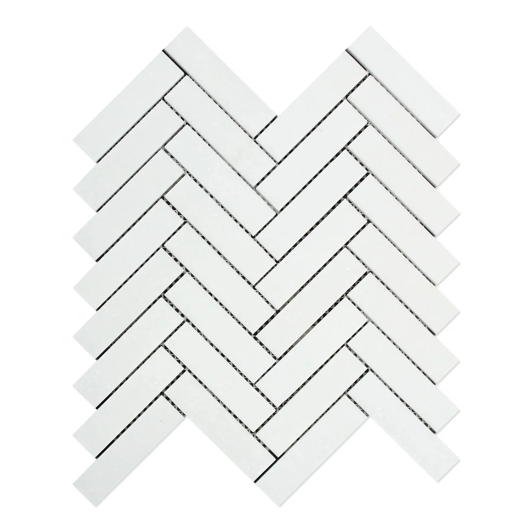 Thassos White Herringbone 1X4 Polished/Honed Marble Mosaic Tile