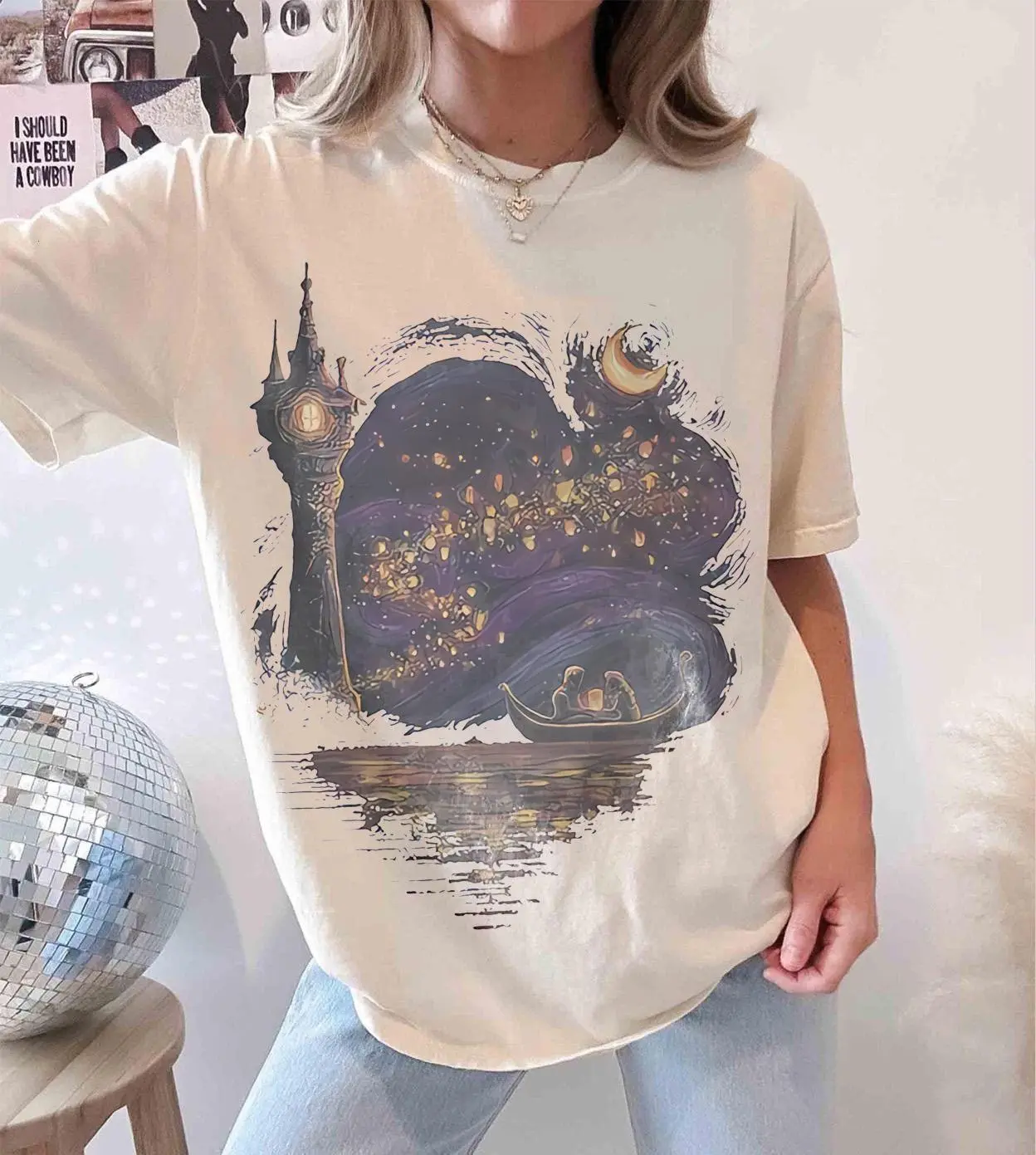 WDW Tangled Shirt, Vintage Princess Lanterns T-Shirt, Romantic Floating Lights WDW Tee, Family Trip 2026 Outfit