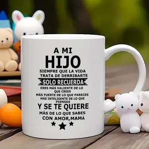 BNB Inspirational Hijo & Hija Mug 11/15 oz – Reusable Ceramic Coffee Cup, Room & Home Decor, Thoughtful Birthday or Holiday Gift