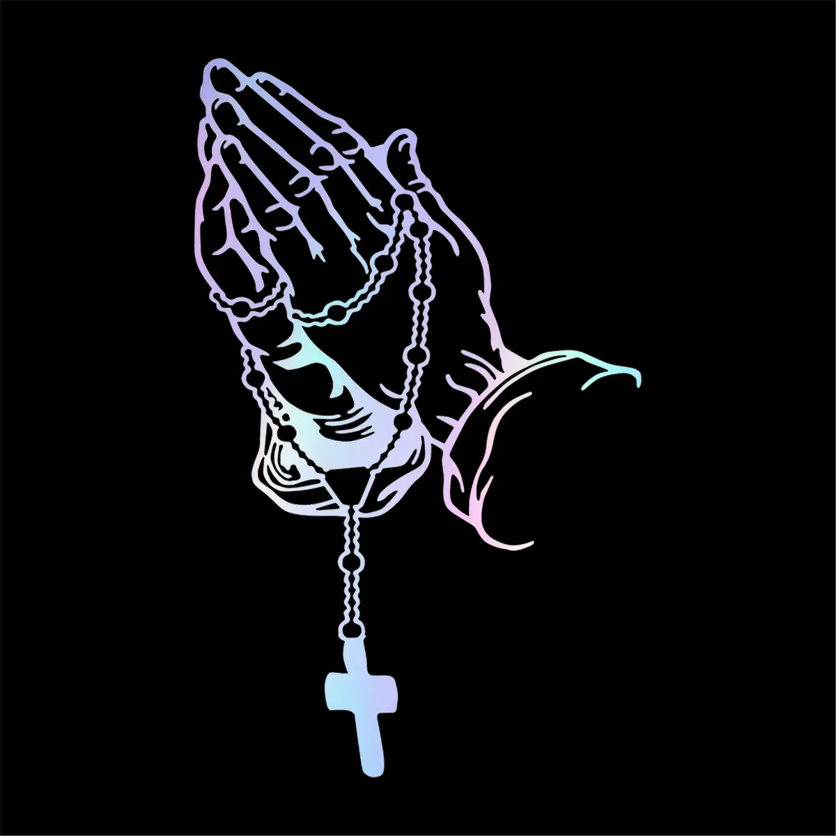 Prayer Gesture Reflective Vinyl Waterproof Car Stickers - 12*7.5cm Self-Adhesive Body Panel Decals, Visibility Boost Exterior Accessory, Stylish Personalized Decoration for Halloween, Christmas (Fits All Smooth Surfaces)