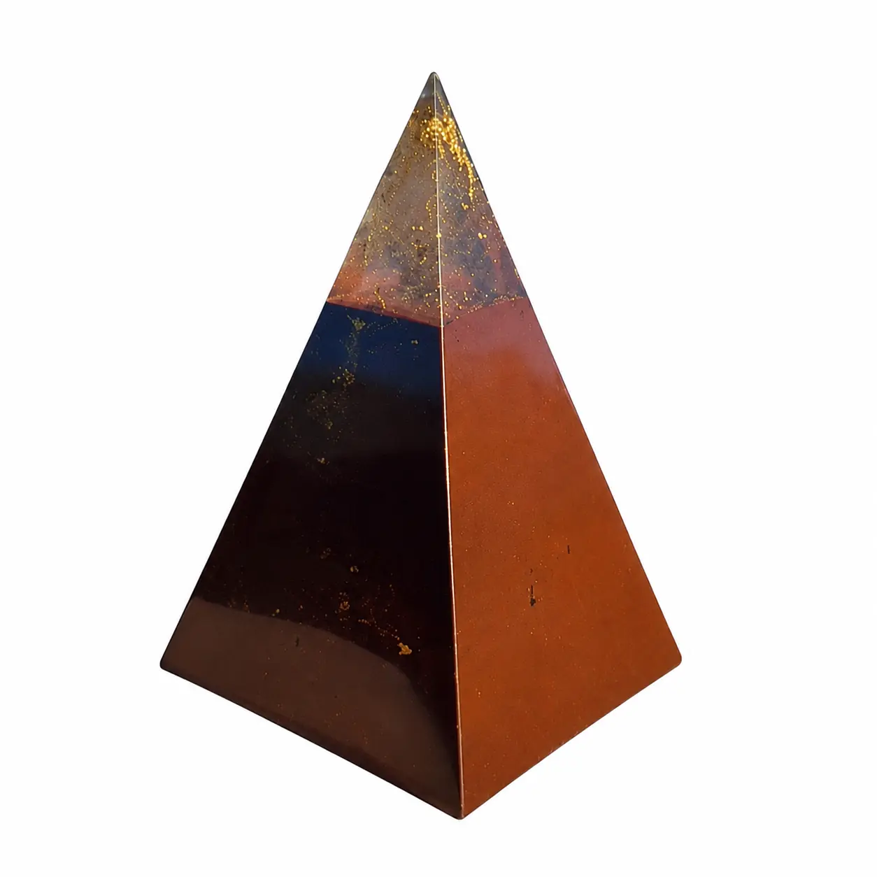 Medium Red Sun Nubian Orgonite Pyramid – 8-Sided Energy Vortex Generator
