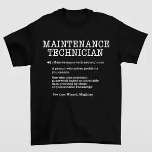 Maintenance Technician Graphic T-Shirt, Unisex 100% Cotton Short Sleeve Crewneck Top, Soft Smooth Fabric, Casual Workwear Gift for Handyman