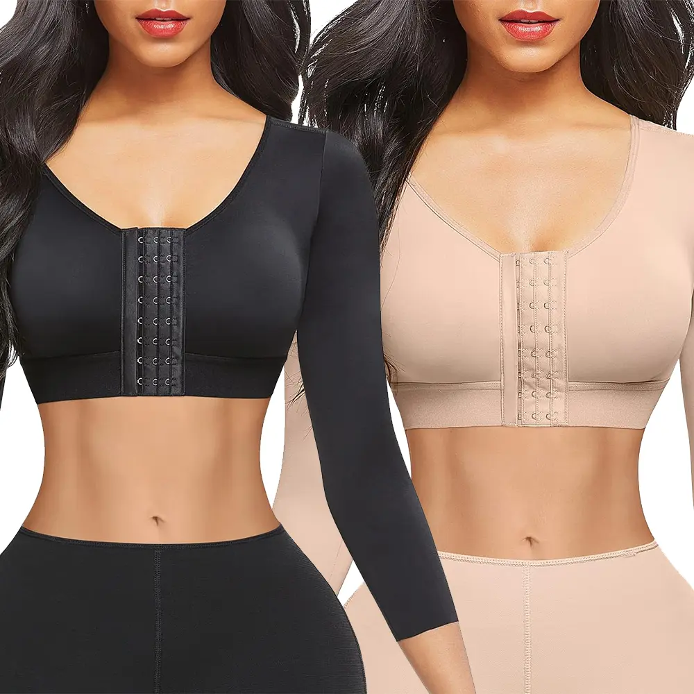 Arm Shaper for Women Post Surgery Arm Lipo Compression Sleeves Arm Front Closure Shapewear Bra