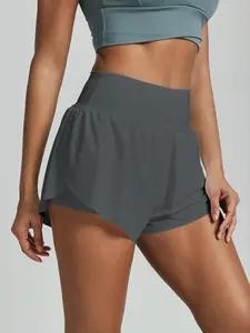 iVery Ice Feeling Quick Dry Women's High-Waist Yoga Shorts, Summer Lightweight and Slim-Fitting Style, Anti-See-Through Gym Wear