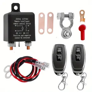 Remote Battery Disconnect switch 12v Battery Kill switch 200A Ant-Theft lsolator with Remote Control and Battery Negative Cut Off Function