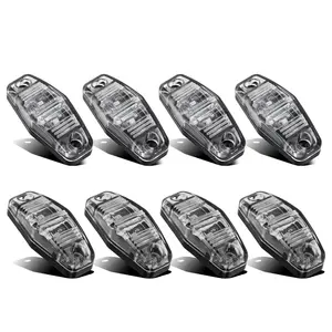 Partsam 8pcs 2.5" Oval Side Fender Marker Light Red/Amber Clear Lens Universal Surface Mount 2 LED Light, Truck Boat Trailer Sealed Mini Trailer Clearance Identification Lights(4 Red+4 Amber)