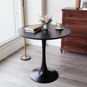 ARCH 31.5" Black Round Dining Table, Tulip Table Kitchen Dining Table 2-4 People with MDF Table Top & Pedestal Base, Mid-Century End Table Leisure Coffee Table Office Living Room Table