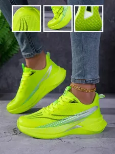 2026 Summer New Unisex Thick Sole Casual Sneakers, Trendy Running Shoes, Mesh Breathable Lightweight Running Shoes, Fluorescent Green Color, Soft Comfort Non Slip Walking Footwear, Suitable for Outdoor Running Gym Daily Wear, Size 35-45