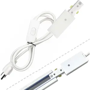 Track Lighting Live End Cord Kit 1PCS 4.9FT H Track Live End Feed Connector with Cord Plug for H Type Single Circuit 3-Wire-1 Track Lighting System White