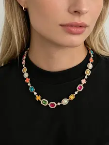 Colorful Artificial Crystal Zircon Necklace, Rhinestone Pendant Necklace, Zircon Pendant, Crystal Pendants, Luxury Gift for Women and Girls