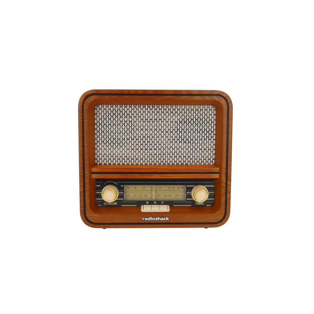 RadioShack Retro AM/FM Radio 4001796 - Vintage Wood Design, 2-Band, Dual 5W Speakers, Analog Controls, Bluetooth, Portable Multi-Band with Weather Band - Audio