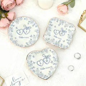 Wedding Gifts for Couple, Custom Toile De Jouy Ring Dish, Personalized Couples Ceramic Locked Ring Dish, Bridal Shower Gift, Personalized Engagement Gift for Bride