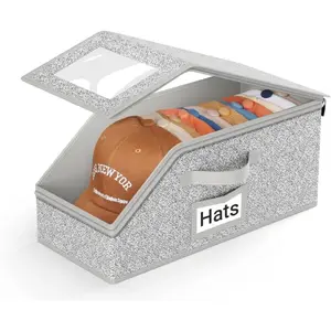 Stackable Baseball Cap Storage Box, Holds Up to 24 Hats – Durable Foldable Cardboard Organizer, Large Capacity Hat & Toy Storage Solution, Versatile Home & Bedroom Organizer, Dustproof, Space Saving