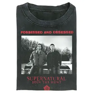 Supernatural TV Show Possessed and Obsessed Winchester Brothers Tee, Sam And Dean Winchester Ghost H*nter Gift For Men & Women, Crew Neck