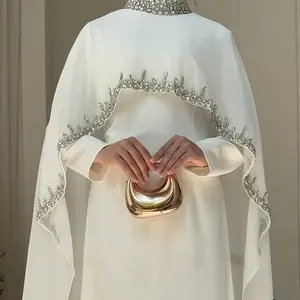 Celestial Rhinestone Abaya with Matching Cape | Luxury 2-Piece Evening Abaya Dress (MA251)