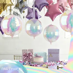 PartyWoo Iridescent Foil Balloons 20pcs Different Sizes Pack of 22 12 10 Inch Large Round Foil 4D Inflatable Mirror Ball Mylar Balloons for Wedding Anniversary Birthday Disco Party Decorations