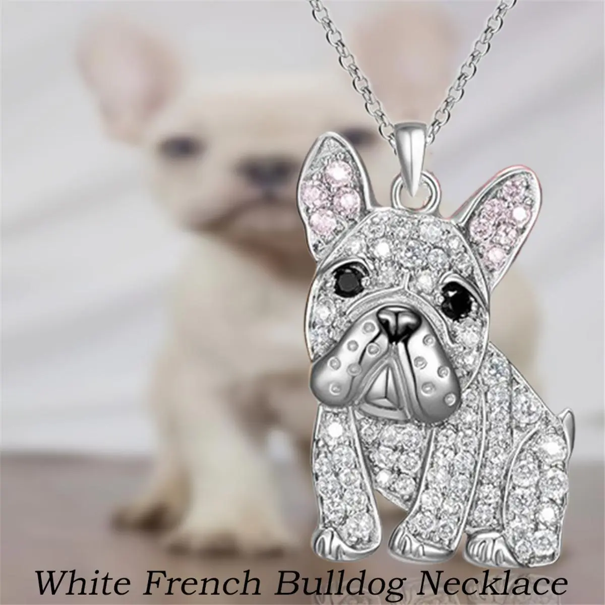Cute French Bulldog Pendant Necklace for Women, Silvery Zinc Alloy Animal Pendant with Stainless Steel Chain, Meaningful Birthday Gift for Dog Lovers, Meaningful Gifts, Anniversary, Casual, Christmas, Long