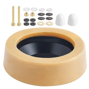 Toilet Wax Ring Kit - 1.6 in Extra Thick Wax Ring for Toilet Bowls, Rust-Proof Brass Bolts, Caps & Washers, Fits 3-Inch or 4-Inch Drain Pipes, Superior Sealing Performance