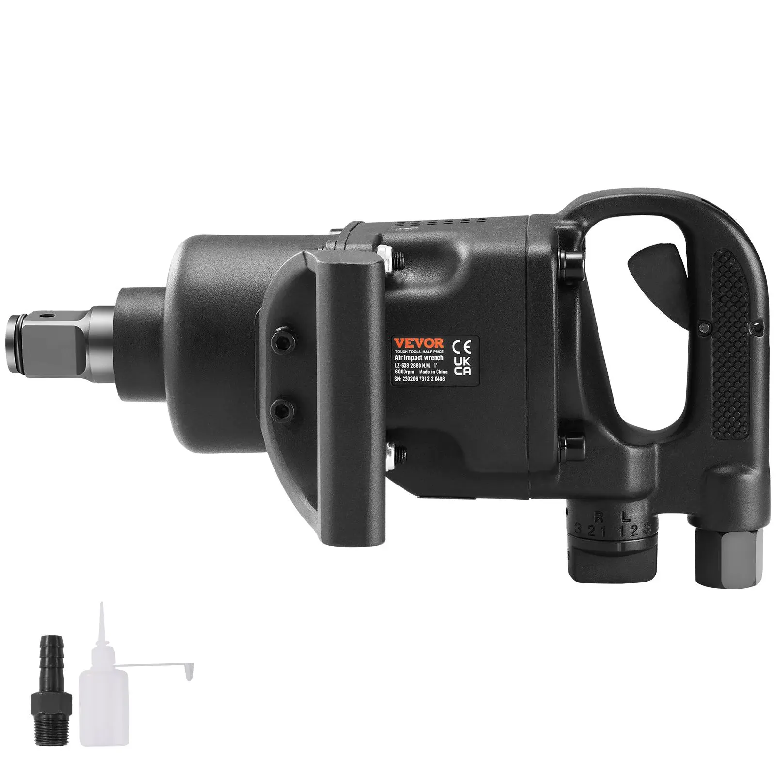 【Summerfinds】VEVOR 1 Inch Air Impact Wrench,  , Up to 2730 ft-lbs Reverse Torque Output 1" Pneumatic Impact Gun Lightweight w/ 2 Handles for Heavy Duty Repairs and Maintenance