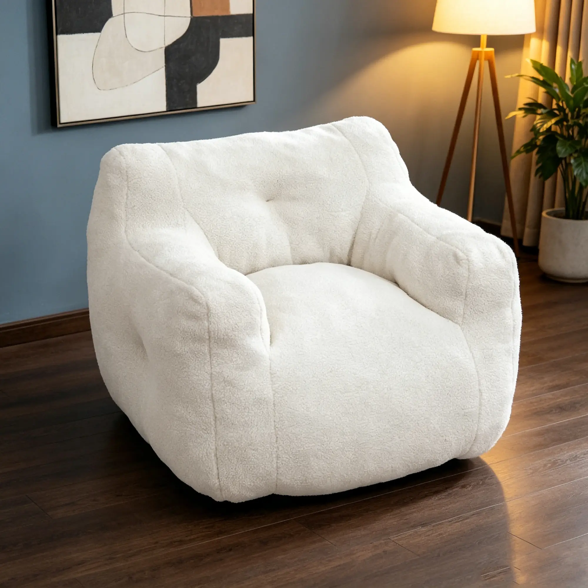 Oversized High‑Density Foam Bean Bag Chair with Armrests, Comfy Pre‑Filled Lazy Sofa, Fluffy Stuffed BeanBag Lounge Chair, Perfect for Living Room Bedroom Reading Gaming Room
