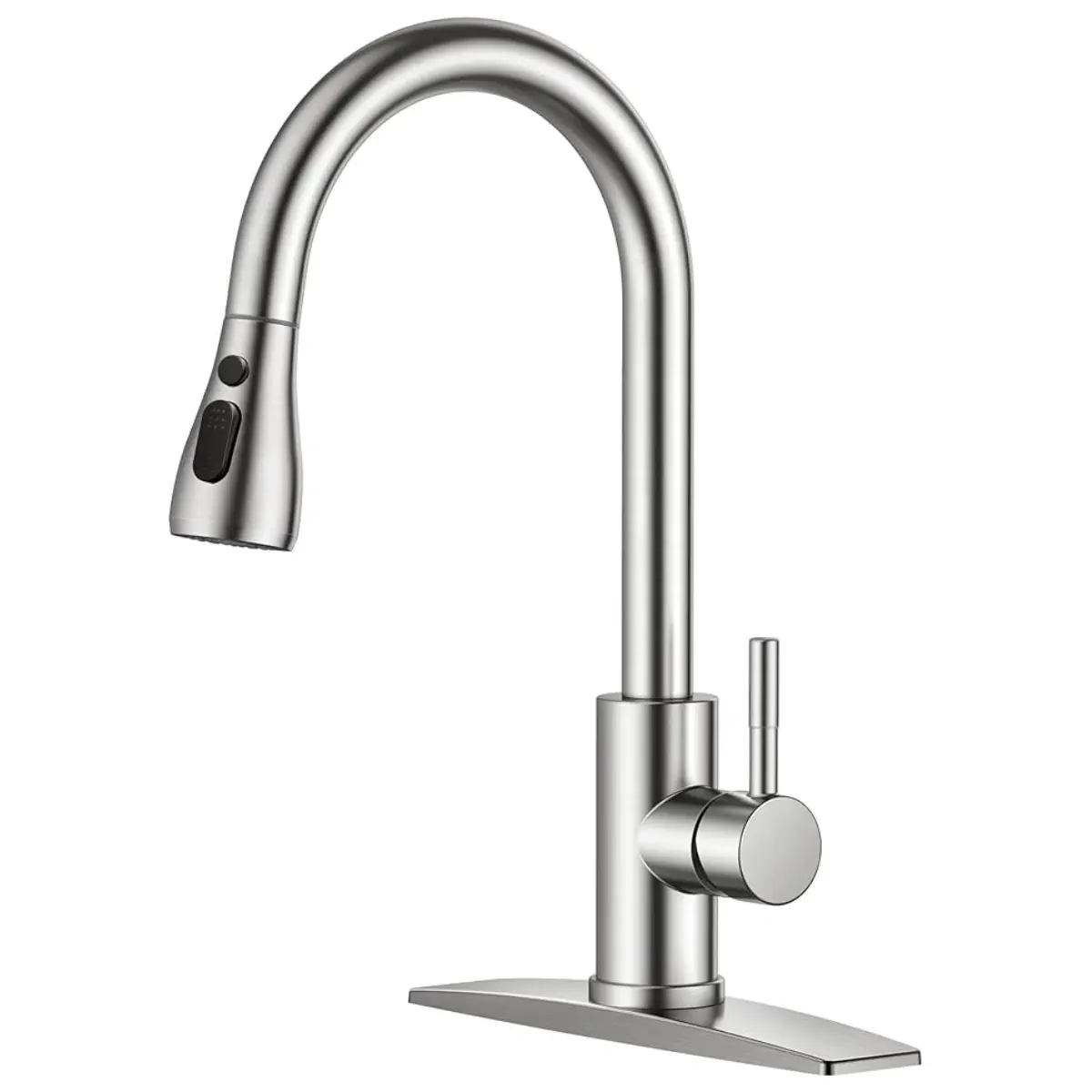 FORIOUS Durable Steel Pull-Out Pull-Down Sprayer Single-Handle High Arc High-Pressure Kitchen Tap, 1 or 3 Hole Fit, for Kitchen Farmhouse, RV, Pull Out Faucet backtoschool