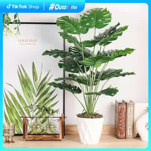 Outdoorfun 28" Fake Plants Large Artificial  monstera Faux Plants Indoor with White Pot for Home Office Living Room Decor