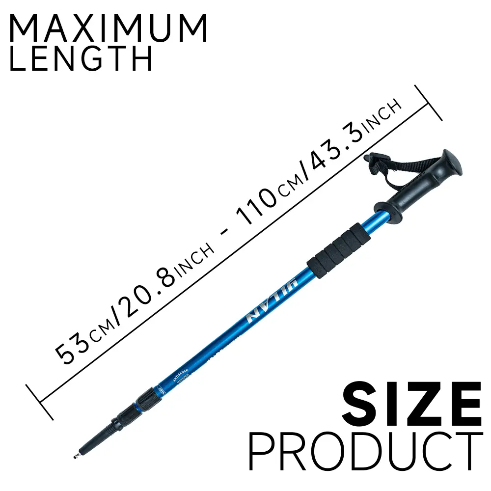 Aluminum Alloy Ultralight Hiking Sticks with Quick Lock, Anti-Shock, Telescopic Collapsible Design (53cm-110cm) | Camping Supplies, Collapsible Staff for Outdoor Men | Summer Sale Travel Accessories Gift, Collapsible Staff Hiking Sticks