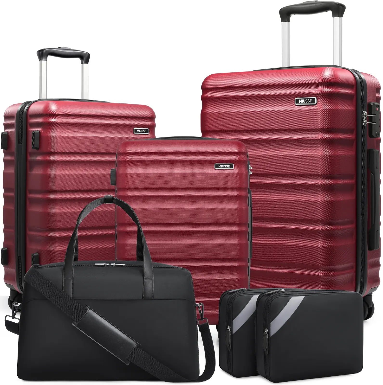 Miusse 6-Piece Multifunctional Luggage Set, ABS Hard Shell, 20/24/28 in (20 Inch Carry On) with TSA Lock, Spinner Wheels, Adjustable Handle, Durable Travel Essentials
