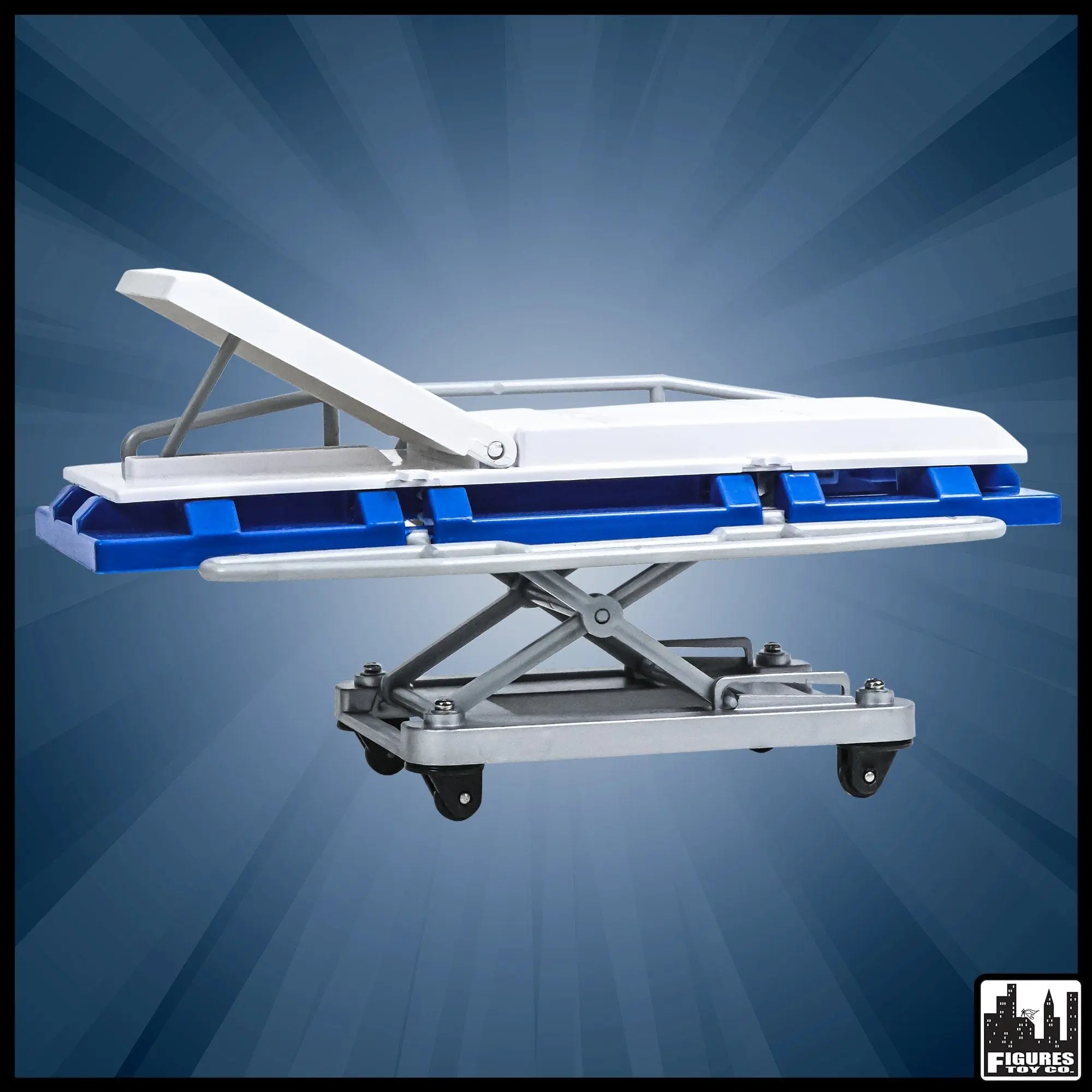 Blue and White Deluxe Moving Stretcher for WWE & AEW Wrestling Action Figures