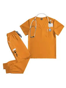 Health Check-up Nursing Scrub Brush Hand Suit Set V-neck Top and Pants Hospital Work Clothes Nurse Clinical Suit
