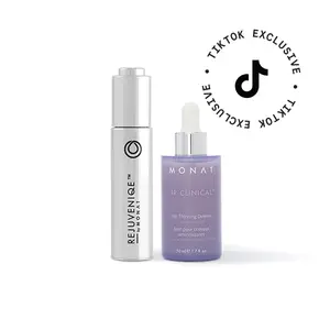 Thicken & Shine Haircare Duo. MONAT Rejuveniqe Oil + IR Clinical Hair Thinning Defense Serum care