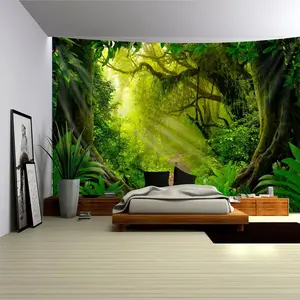 1Pc Super Large Size Polyester Forest Nature Tree Tapestry, Wall Hanging With Free Installation Package For Living Room Bedroom Office Home Decor Floral Designs