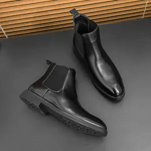 Men's Classic design ankle boots Fashion round-toe style, suitable for daily wear men's full-fitting shoes, suitable for daily wear suit shoes, classic American PU denim boots, fashionable Chelsea boots, Father's Day gift, Casual botas parahombres